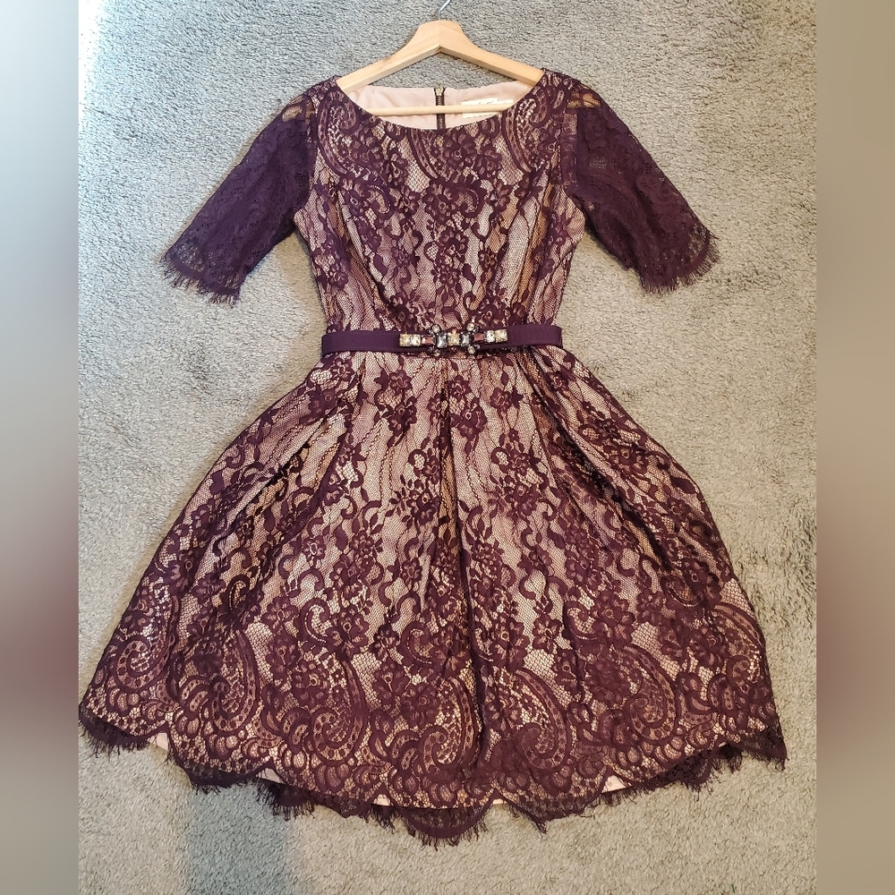 Eliza J Purple Lace Midi Dress